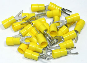 Fork Terminal, Yellow for 10-12AWG, #10 Stud, 25Pcs.